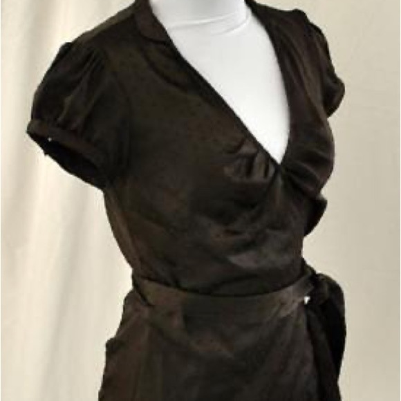 Express Brown Puff Sleeve Wrap Blouse - Picture 1 of 5